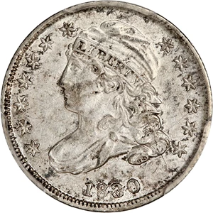 image for: 1830 10c PCGS AU55 (Medium 10C)