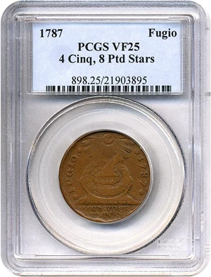 image for: 1787 Fugio 4 Cinq, 8 Ptd Stars PCGS VF25 BN