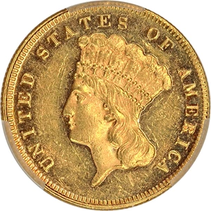 image for: 1877 $3 PCGS AU58