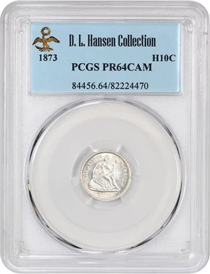 image for: 1873 H10C PCGS Proof 64 CAM ex: D.L. Hansen