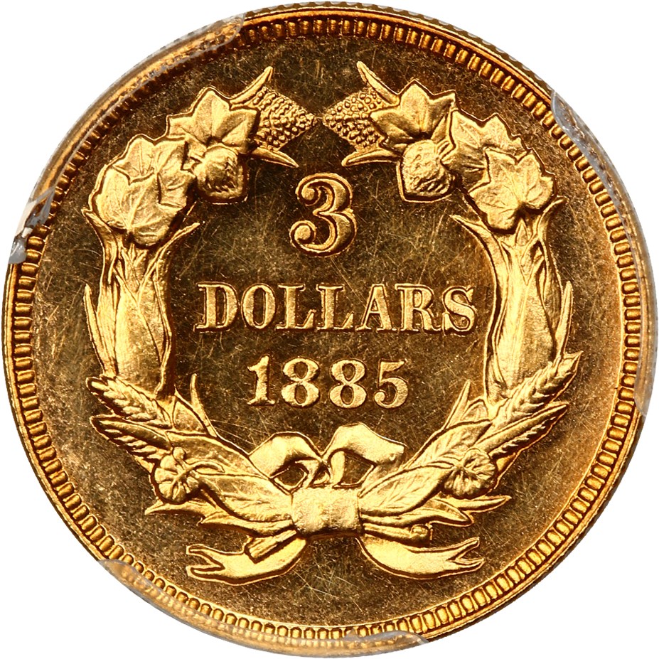 image for: 1885 $3 PCGS Proof 64 CAM ex: D.L. Hansen