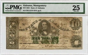 image for: Alabama, Montgomery 1864 $10 PMG Very Fine 25 (Stained, ALCR14)