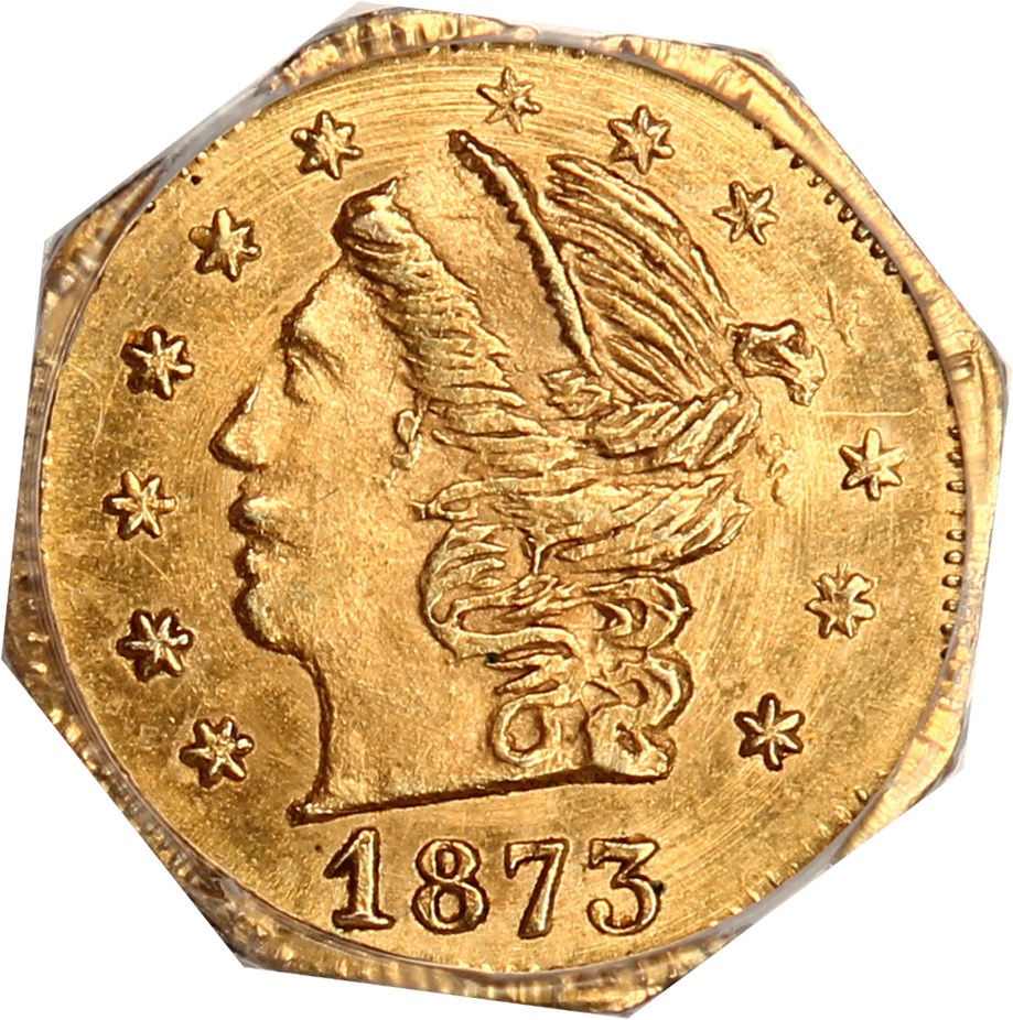 image for: 1873 Cal. Gold 25c PCGS MS63 (BG-727)