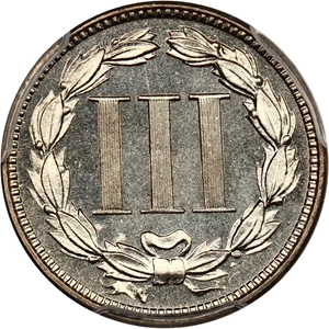 image for: 1880 3cN PCGS Proof 66 CAM ex: D.L. Hansen