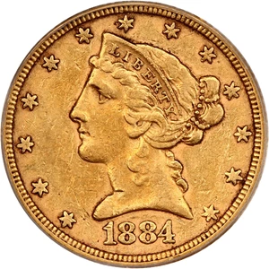image for: 1884 $5 PCGS XF45