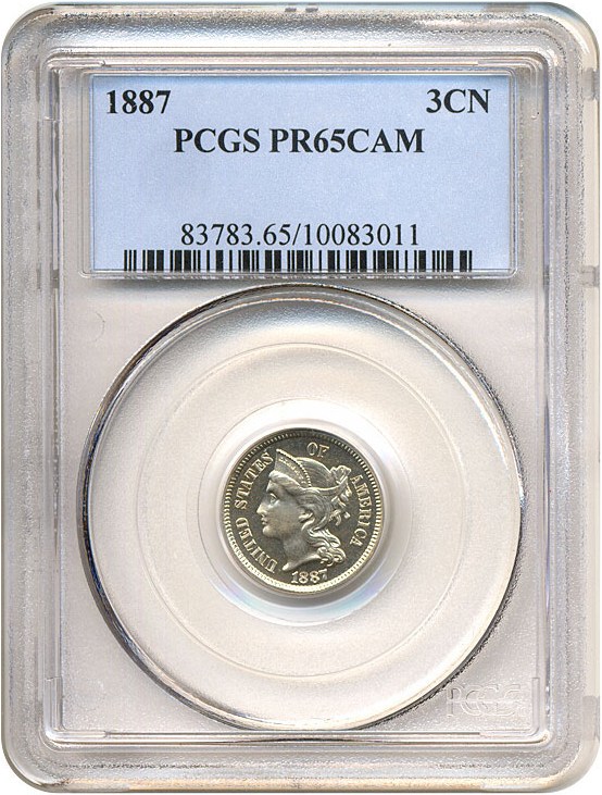 image for: 1887 3cN  PCGS Proof 65 Cameo