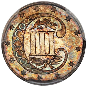 image for: 1870 3cS PCGS/CAC Proof 65 CAM ex: D.L. Hansen