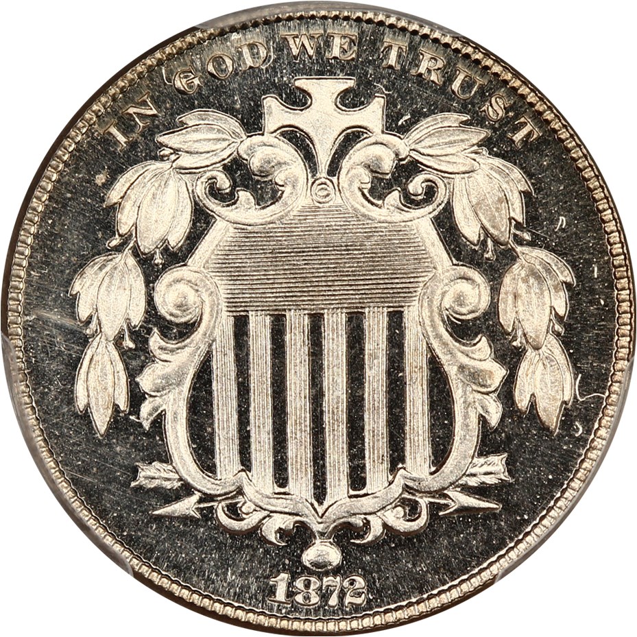 image for: 1872 5c PCGS Proof 65 CAM ex: D.L. Hansen