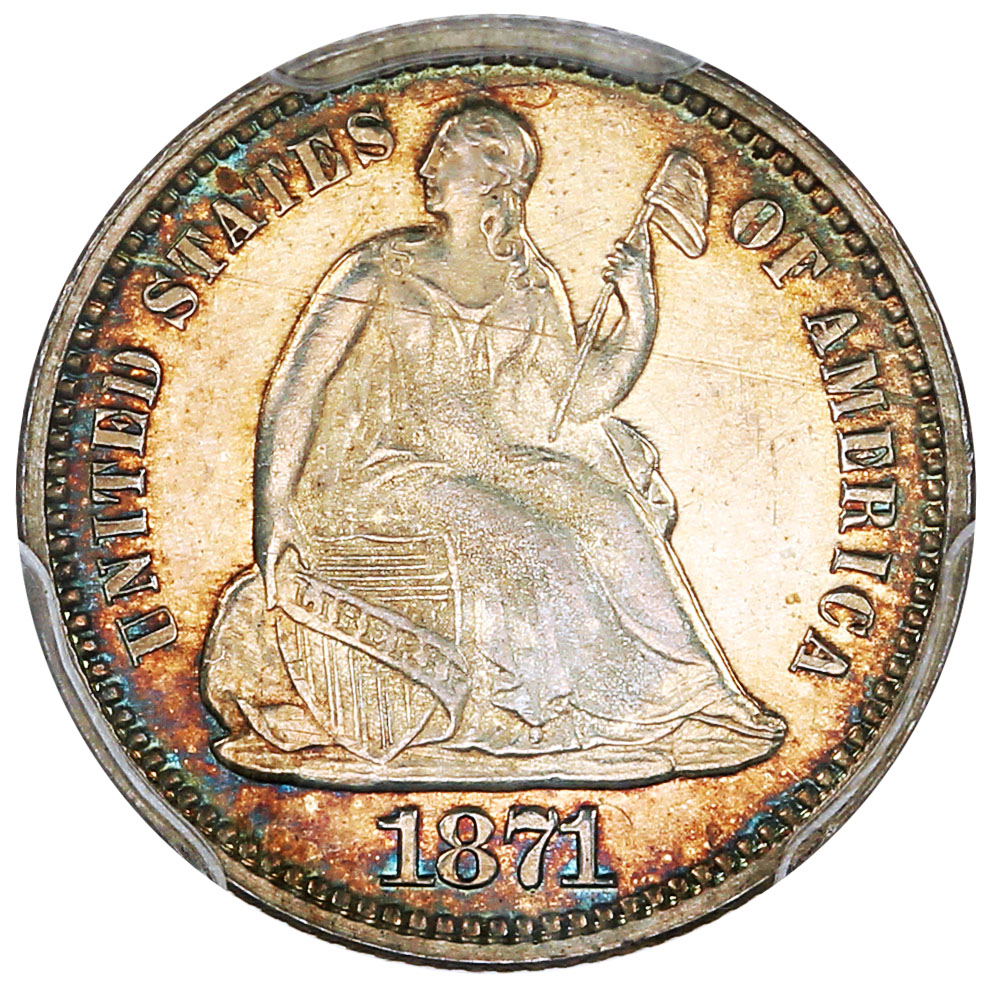 image for: 1871 H10c PCGS Proof 62 ex: D.L. Hansen