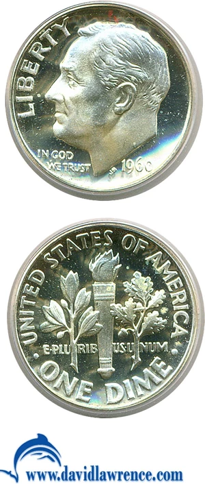 image for: 1960 10c PCGS Proof 69 Cameo