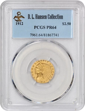 image for: 1912 $2.5 PCGS Proof 64 ex: D.L. Hansen