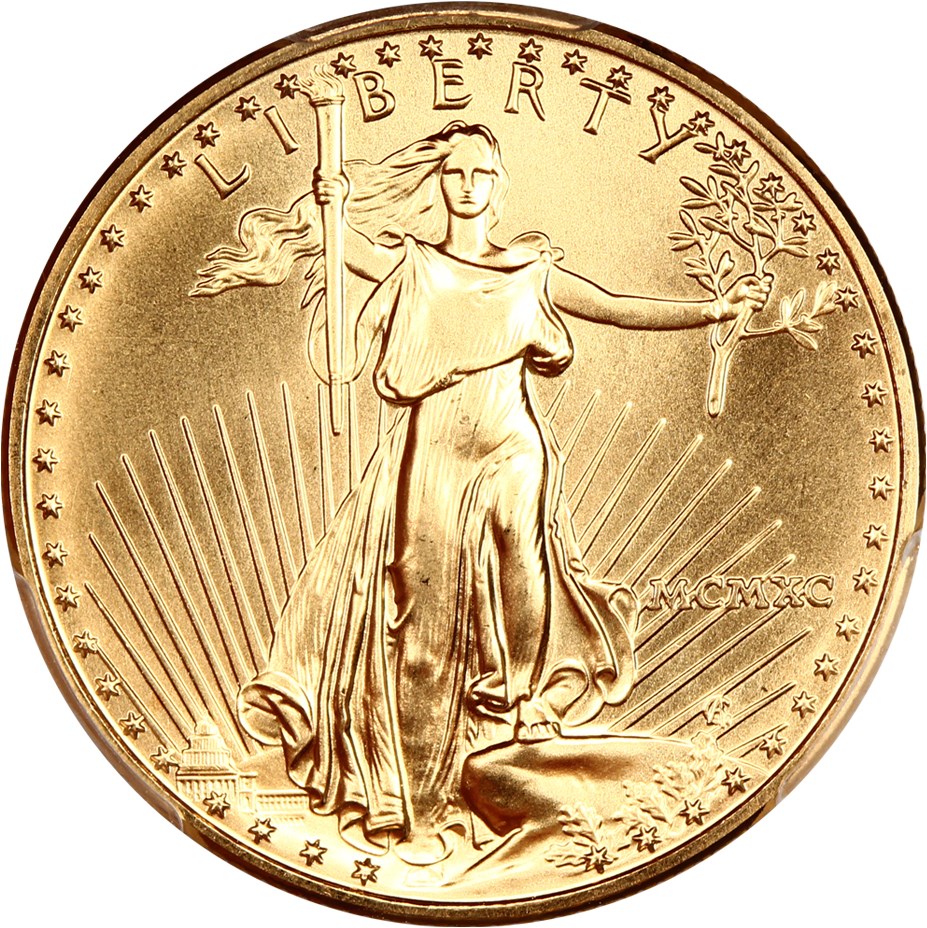 image for: 1990 Gold Eagle $25 PCGS MS69