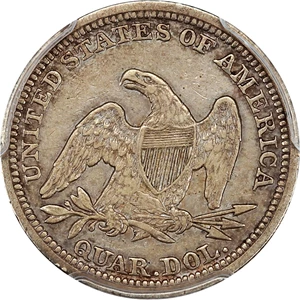 image for: 1840 25c PCGS XF40 (Drapery) ex: D.L. Hansen