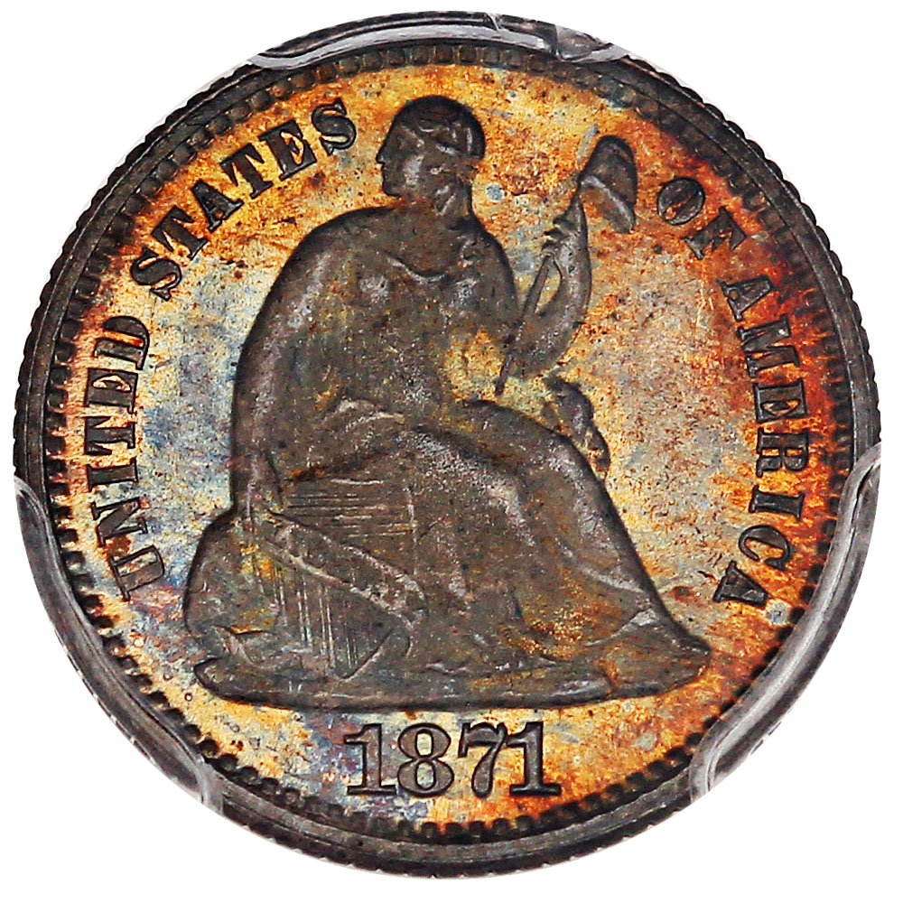 image for: 1871 H10c PCGS/CAC Proof 65 ex: D.L. Hansen