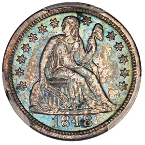 image for: 1848 10c PCGS MS62 ex: D.L. Hansen