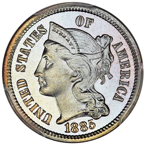 image for: 1885 3cN PCGS/CAC Proof 67 ex: D.L. Hansen