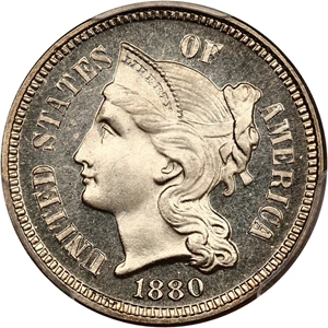 image for: 1880 3cN PCGS Proof 66 CAM ex: D.L. Hansen
