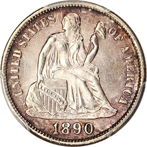 image for: 1890-S 10c PCGS MS62 ex: D.L. Hansen
