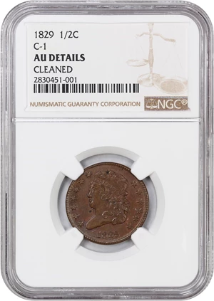 image for: 1829 1/2c NGC AU Details (C-1, Cleaned)