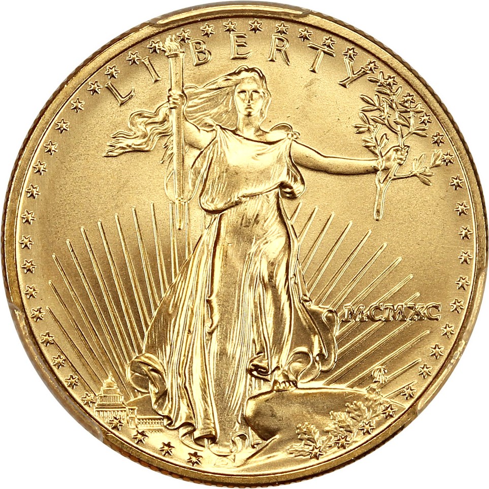 image for: 1990 Gold Eagle $25 PCGS MS69 (Reagan Legacy Series)