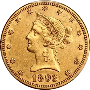 image for: 1893-CC $10 PCGS AU50