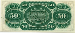 image for: SCCR8 1872 $50 Columbia, SC Revenue Bond Scrip PCGS New 62 (Stain & Discoloration on Back)