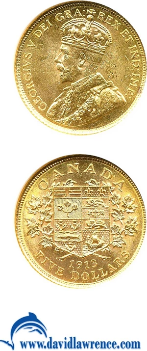 image for: Canada: 1913 $5 NGC MS62