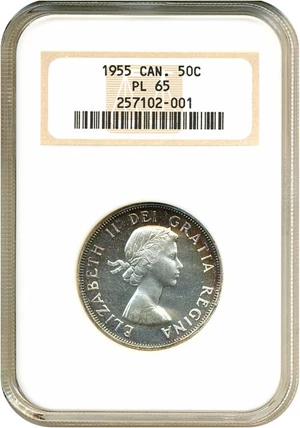 image for: Canada: 1955 50C NGC Proof-like 65