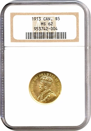 image for: Canada: 1913 $5 NGC MS62