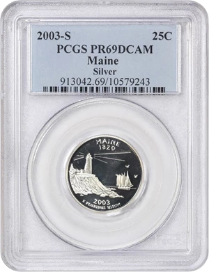 image for: 2003-S Maine 25c PCGS Proof 69 DCAM (Silver)