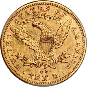 image for: 1893-CC $10 PCGS AU50