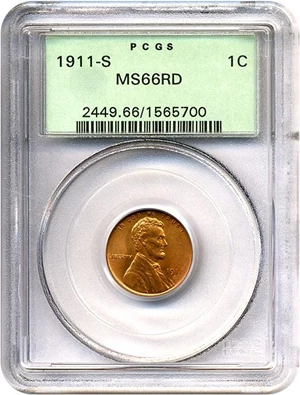 image for: 1911-S 1c PCGS MS66 RD