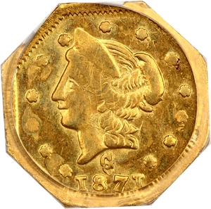 image for: 1871 Cal. Gold 50c PCGS MS63 (BG-924) ex: Bass