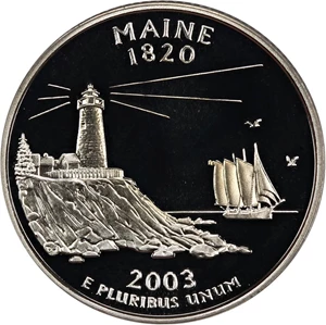 image for: 2003-S Maine 25c PCGS Proof 69 DCAM (Silver)