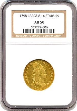 image for: 1798 $5 Lg8,14 Str NGC AU50