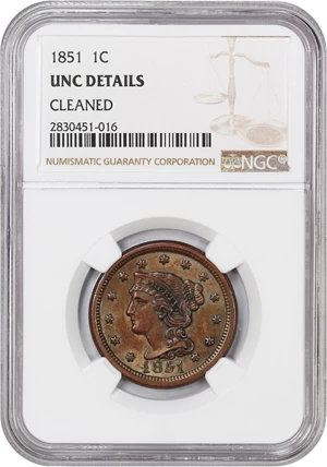 image for: 1851 1c NGC UNC Details (Cleaned)