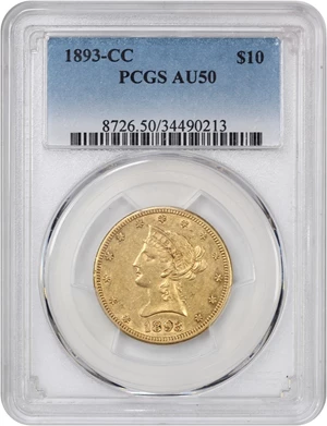 image for: 1893-CC $10 PCGS AU50