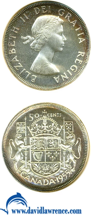 image for: Canada: 1955 50C NGC Proof-like 65