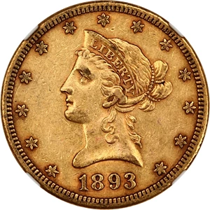 image for: 1893-CC $10 NGC AU50