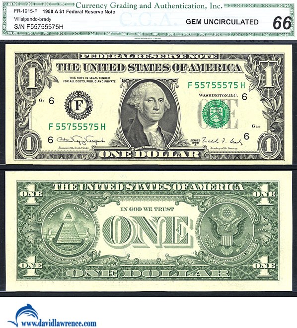 1988A $1 Sheetfed press. Washington, DC (Fr. 1915F)