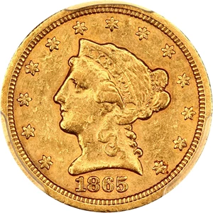 image for: 1865-S $2 1/2 PCGS VF35