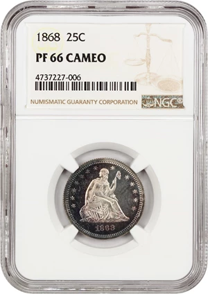 image for: 1868 25c NGC Proof 66 CAM