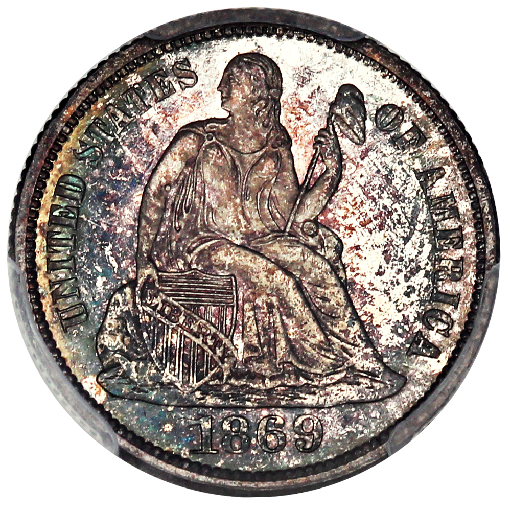 image for: 1869 10c PCGS Proof 65