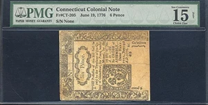 image for: Connecticut: Fr.CT205 June 19, 1776 6 Pence PMG Net F15 (split repairs)