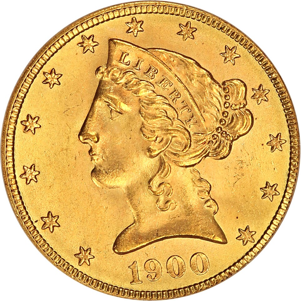 image for: 1900-S $5 PCGS/CAC MS65+