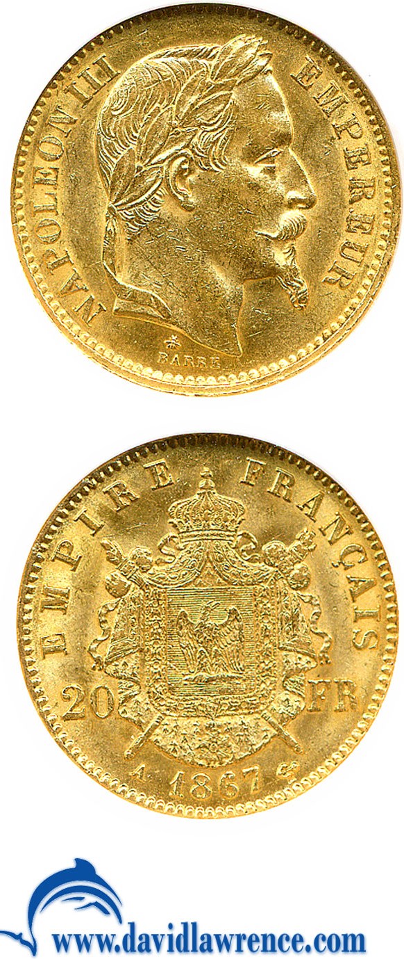 image for: France: 1867-A 20 Fr  NGC MS61   