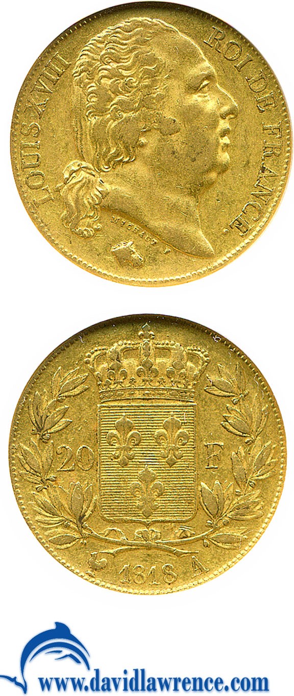image for: France: 1818-A 20 Fr  NGC AU55   