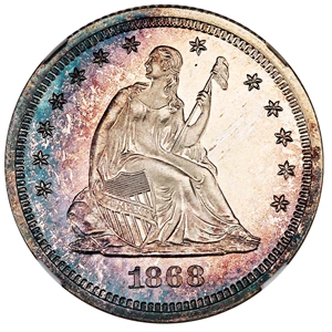 image for: 1868 25c NGC Proof 66 CAM