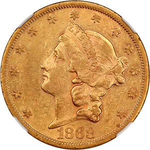 image for: 1868 $20 NGC AU53