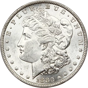 image for: 1880-O $1 PCGS AU58 (VAM-6, 8/7 Ear)